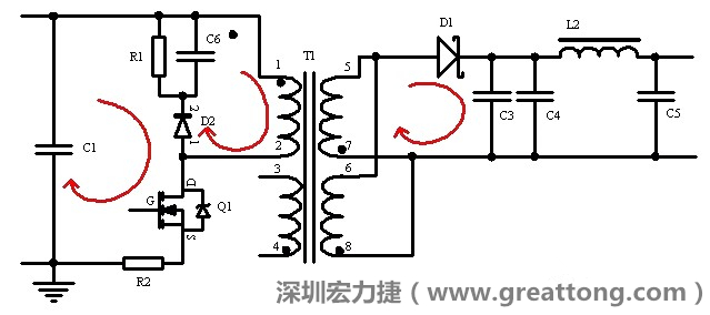 元件布局的時候，要優(yōu)先考慮高頻脈沖電流和大電流的環(huán)路面積，盡可能地減小,以抑制開關電源的輻射干擾